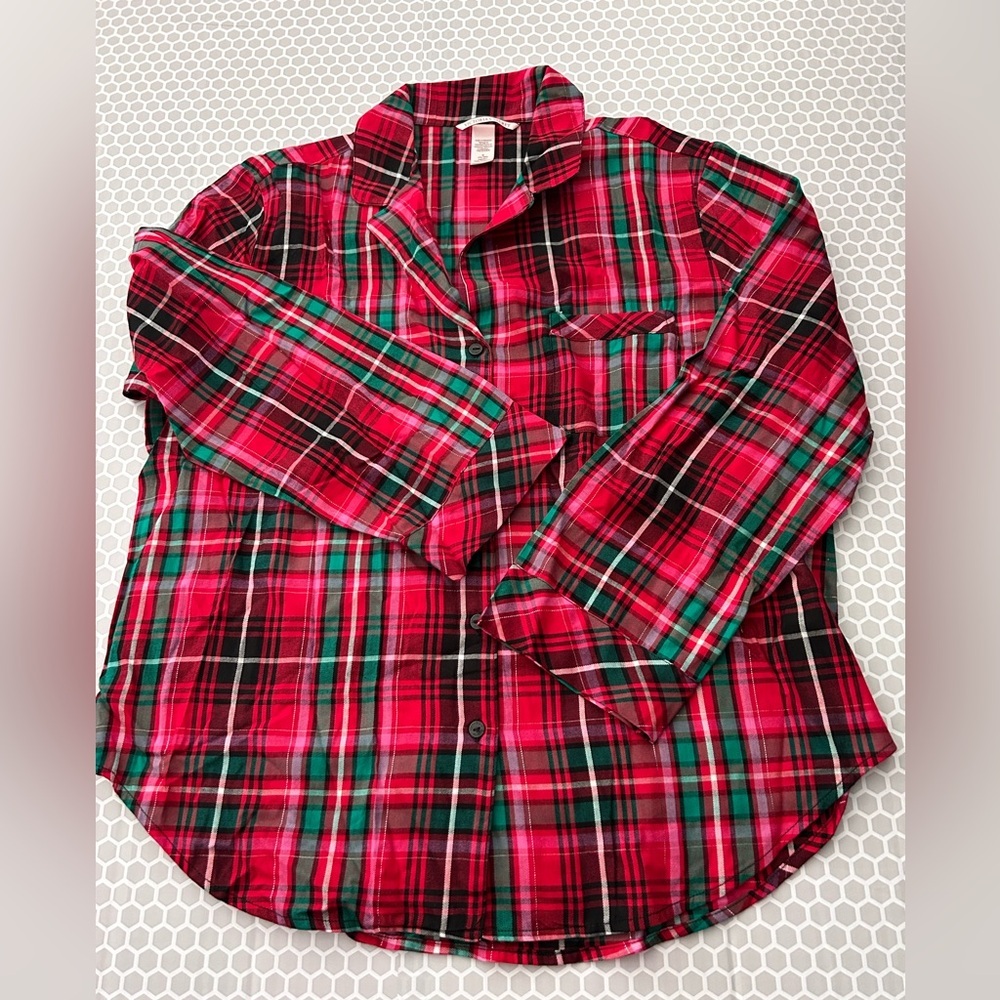 Victoria’s Secret Red Green Plaid Night Shirt

Size M